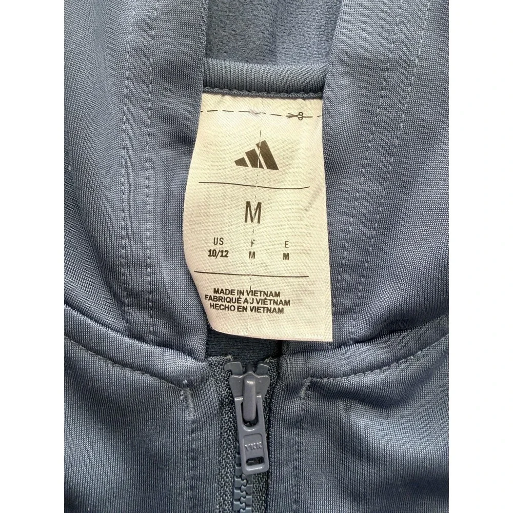 Adidas Track Jacket‎ Kids 10-12 Blue Hooded Full Zip 3-Stripes Athletic Training